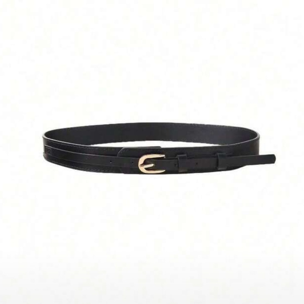 Zara limited edition minimalist Black faux Leather Belt - Picture 4 of 8